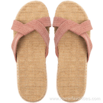 Home Breathable Non-slip Mute Flax Slides